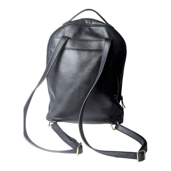 MARK AND GRAHAM Black Quilted Leather Backpack - Picture 3 of 9